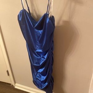 Blue satin cocktail dress